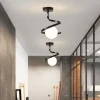 Luminária Moderna Espiral Com Bola Branca Leitosa