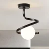 Luminária Moderna Espiral Com Bola Branca Leitosa