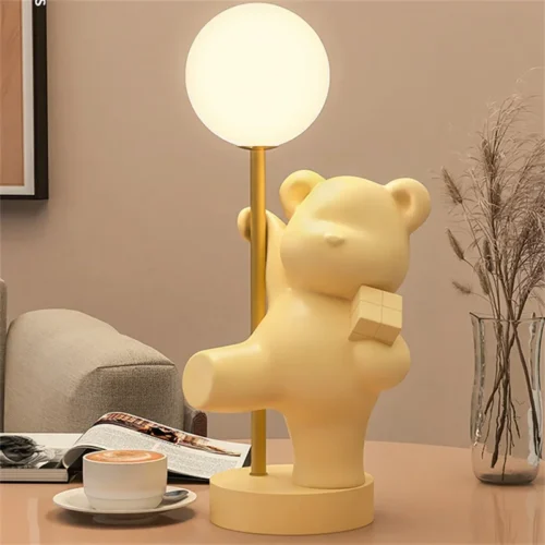 Luminária Infantil (Quarto Criança), Abajur Bola Branca e Escultura Urso