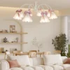 S90388e14ba024068ab8df4fe2eae9c59k Lustres Rosa Com Arco Design Francês Romântico