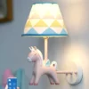Unicorn-Cartoon-Wall-Lamp-for-Children-s-Room-Nordic-LED-Lighting-Bedroom-Lights-Bedside-Lights-Living Luminária Infantil (Criança), Arandela Parede Pônei Cúpula Cônica