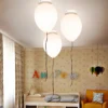Vidro-branco-Lustre-de-bal-o-Quarto-infantil-Luzes-de-teto-Jantar-Sala-de-estar-Decora-1 Pendente Infantil Vidro Branco Balão Quarto Bebês