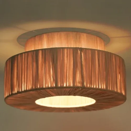 Luminária Sobrepor Redondo Vintage Madeira, Cúpula Abaj | Entrega em Todo Brasil