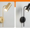 arandela dourado e preto marca miresa Arandela Minimalista Para Leitura Cabeça Gira 360