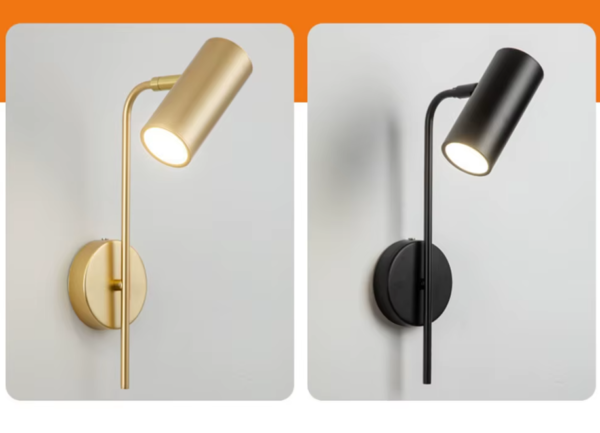 arandela dourado e preto marca miresa Arandela Minimalista Para Leitura Cabeça Gira 360