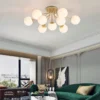 COCO-Bola-de-vidro-branco-Luzes-de-teto-lustre-moderno-preto-e-dourado-corpo-da-l-2 Luminária Sobrepor Bolas Vidro Brancas