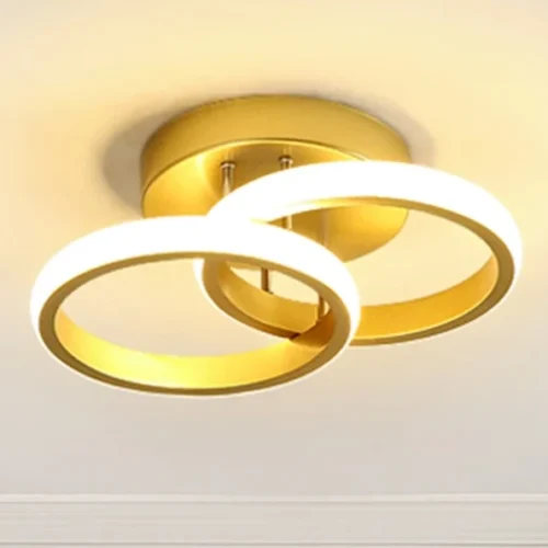 Luminária Sobrepor Argola Dourada Luz LED Modelo 2024/2025