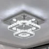 Crystal-Flush-Mount-LED-Lumin-rias-de-teto-Round-and-Square-Chandelier-L-mpada-do-teto Luminária Sobrepor Sofisticada Cromado e Cristal K9 Translúcido Modelo 2024/2025