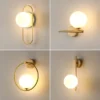 Indoor-Glass-Ball-LED-Wall-Lights-L-mpada-de-parede-para-quarto-Ao-lado-do-arcandeeiro Arandela Contemporânea 2024/2025 Com Bola De Vidro e LED