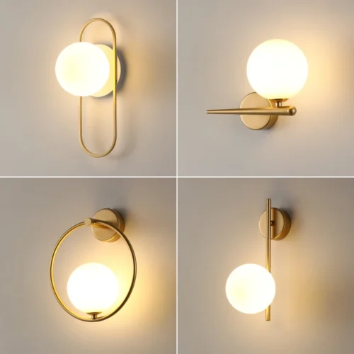 Indoor-Glass-Ball-LED-Wall-Lights-L-mpada-de-parede-para-quarto-Ao-lado-do-arcandeeiro Arandela Contemporânea 2024/2025 Com Bola De Vidro e LED
