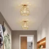 Luz-de-teto-LED-de-cristal-para-corredor-estilo-n-rdico-lustre-pequeno-criativo-l-mpadas Luminária Sobrepor Cristal K9 Alumínio Design 2024/2025