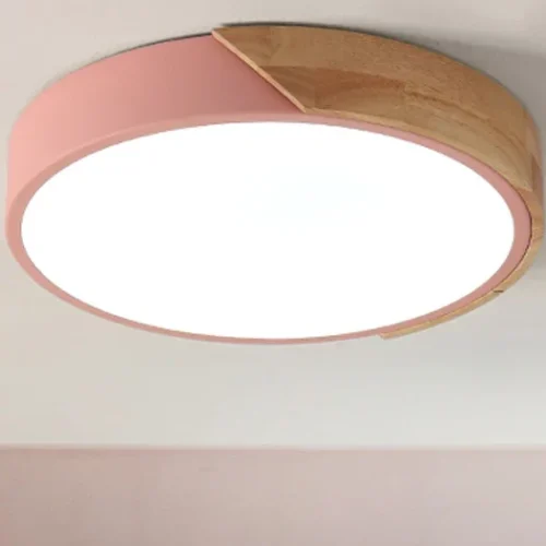 Luz-de-teto-LED-para-decora-o-do-quarto-Sala-Lustre-L-mpada-do-quarto-Corredor Luminária Sobrepor Redonda LED Detalhe Em Madeira 2024/2025