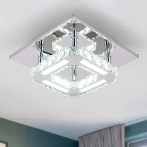 Luminária Sobrepor Cromado e Cristal K9 Modelo 2024/2025