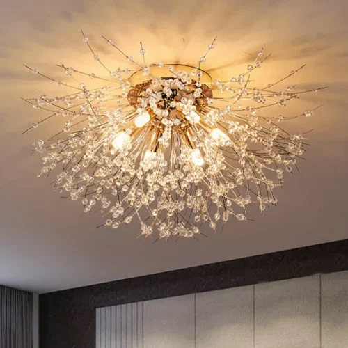 Mais-populares-Cristal-L-mpada-Do-Teto-Dente-de-le-o-para-Home-Decor-Sala-De Luminária Sobrepor Dente-De-Leão Cristais K9 2024/2025