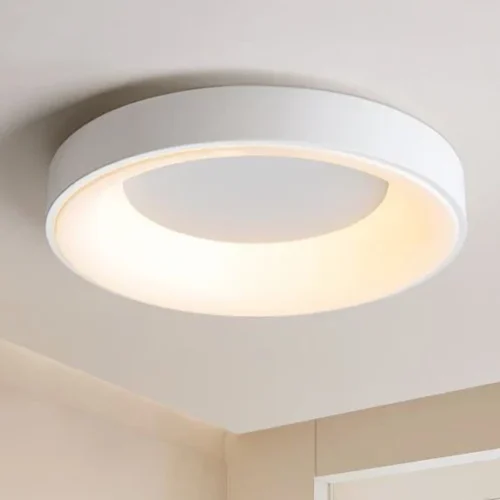 Nordic-Wood-Grain-LED-Ceiling-Light-L-mpada-Acr-lica-Branca-Sala-de-estar-Sala-de Luminária Sobrepor Redonda Modelo Ultra Fino 5cm - 2024/2025
