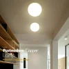 Vidro-branco-bola-LED-luz-de-teto-lumin-ria-minimalista-ilumina-o-interior-varanda-l-mpada-1 Luminária Sobrepor Bola Vidro Branco Leitoso Modelo 2024/2025