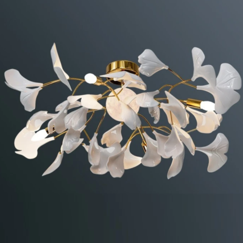 luminaria-sobrepor-plafon-dente-de-leao-galho-arvore-estrutura-dourado-e-folhas-brancas-modelo-2024-2025-marca-miresa Luminária Sobrepor Folha De Ginkgo Acrílica 2024/2025