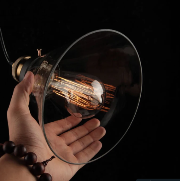 pendente industrial de vidro transparente chapeu marca miresa