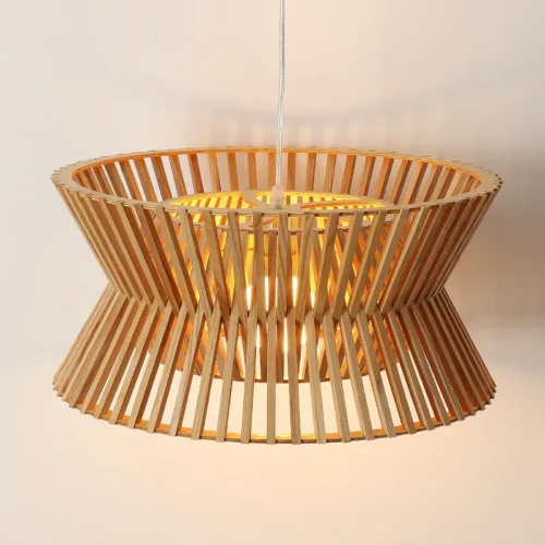 Lustre Redondo Madeira Gaiola Vazado | Entrega em Todo Brasil