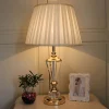 kf-Hf781c67e9e4a40c0a6a24bee8a53884eD-European-Transparent-K9-Crystal-Decorative-Table-Lamp-Classic-Fabric-Bedroom-Living-Room-Study-LED-E27-Lighting Abajur Clássico K9 Cristal Cúpula Tecido Plissado