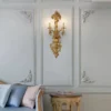 kf-S139db41cb18145f8ad5c1d4a85e9779dA-baroque-wall-lamp-custom-gold-double-sconce-indoor-aged-copper-wall-light-european-bedroom-wall-lights Arandela Dourada Design Clássico Baroque