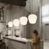 kf-S26694178a57f42a9994ca11d3cc0738fH-Foscarini-Whorls-Cocoon-Pendant-Light-Milky-White-Glass-Kitchen-Dining-Table-Study-Room-Acrylic-House-Decor Pendente Branco Vidro Réplica Designer Foscarini