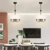 kf-S34b296ff582c4d458c4ae1e545a5d765N-Luxury-Lamp-Modern-Chandeliers-For-Living-Room-Light-Fixtures-Dining-Room-Staircase-Decoration-Home-Lighting-E14 Lustre Moderno Cúpula Redonda Tecido Branco