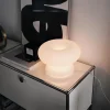 Abajur Cogumelo De Vidro Branco Leitoso
