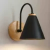 kf-S5ba57fd46b7b4b908a50bfbddc59f317t-Nordic-Wall-Sconce-Light-Fixture-for-Bedroom-Bedside-Living-Room-Lighting-Luminaire-Lamp-Indoor-Wooden-decor Arandela Vintage Alumínio Brando ou Preto