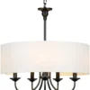 kf-S620fa782f78044859b822967593e85129-Luxury-Lamp-Modern-Chandeliers-For-Living-Room-Light-Fixtures-Dining-Room-Staircase-Decoration-Home-Lighting-E14 Lustre Moderno Cúpula Redonda Tecido Branco