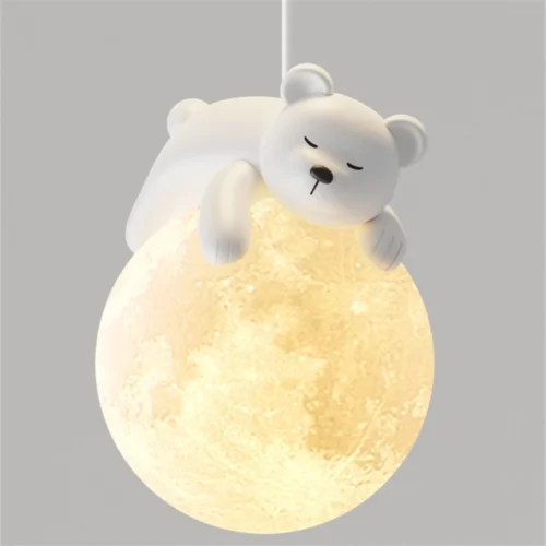 Luminária Pendente Lua e Ursinho