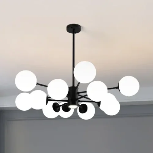 Lustre Moderno Átomo Com Bolas de Vidro