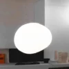 Pendente Moderno Branco Leitoso de Acrílico Forma Pedra
