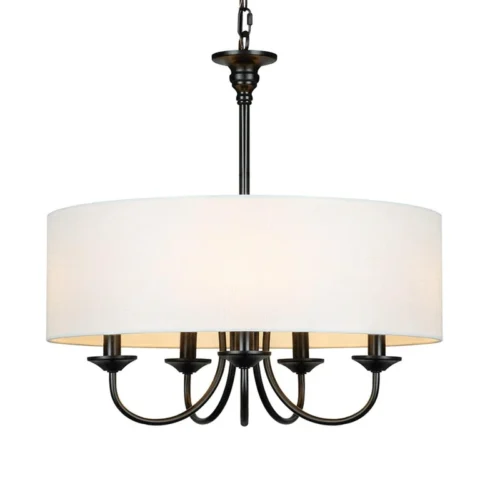 Lustre Moderno Cúpula Redonda Tecido Branco