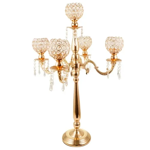 Candelabro Para Vela De Cera Metal e Pingente de Cristal