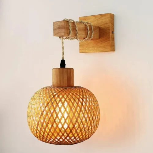Arandela Natural Bamboo Rattan E27