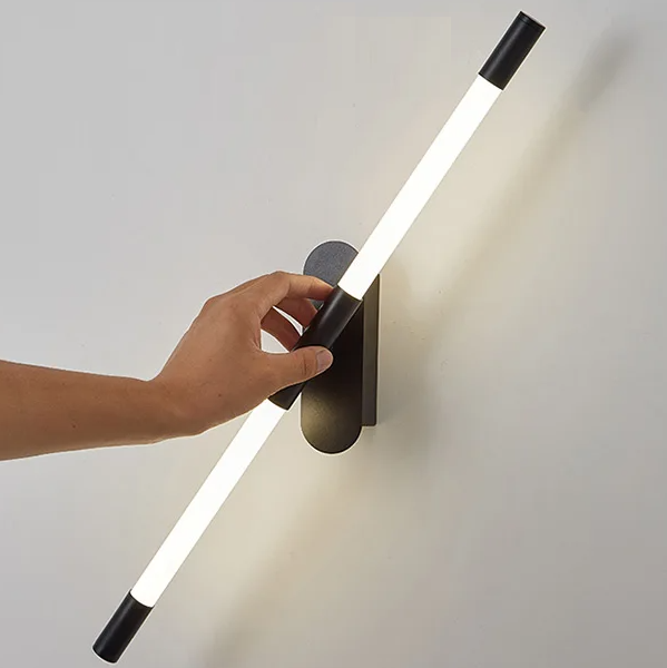 Arandela Alumínio Preto ou Dourado e Tubular Linear Acrílico Marca Miresa