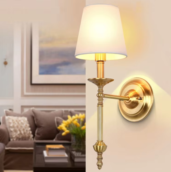 arandela cupula branca dourada