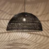 Pendente de rattan rústico semicircular artesanal (Pendente Rústico Semicircular Rattan Artesanal), disponível na Miresa, loja-de-luminárias-São-Paulo.