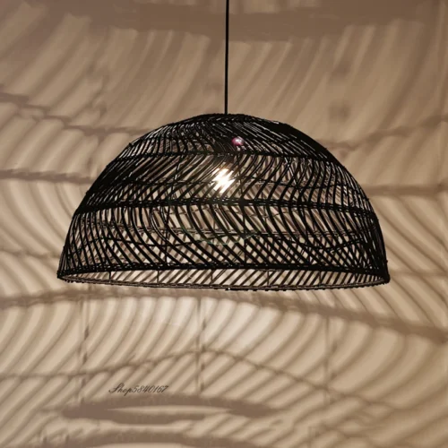 Pendente Rústico Semicircular Rattan Artesanal | Comprar com Frete Grátis