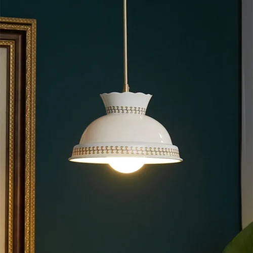 Pendente Branco De Cerâmica Esmaltada