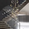 Lustre Para Escadas Moderno Argola Alumínio Cromado Com Luz LED