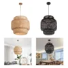 kf-S2583d5583d7b491cb37421a8b2d1ed770-Bambu-Tecido-Sombra-Luz-para-Loft-e-Lobby-Teto-Pingente-Bar-L-mpada Pendente Natural Bambu Rattan | Entrega em Todo Brasil