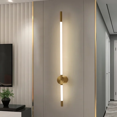 Arandela Tubo Linear Chip LED Alumínio Dourado ou Preto Marca Miresa Arandela Tubo Linear Chip LED Alumínio Dourado ou Preto