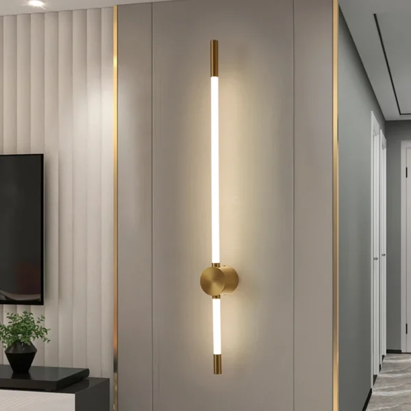 Arandela Tubo Linear Chip LED Alumínio Dourado ou Preto Marca Miresa