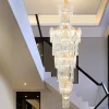 Lustre Clássico Design Europeu Cristal Asfuor Para Escadas e Teto Duplo