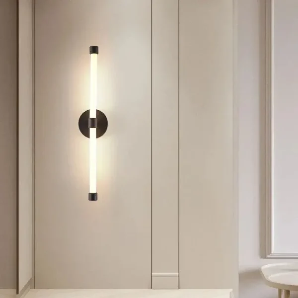Arandela Alumínio Preto ou Dourado Linear De Acrílico e Luz LED Marca Miresa