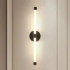 Arandela Alumínio Preto ou Dourado Linear De Acrílico e Luz LED