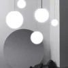 Luminária Esfera De Vidro Branco De Acrílico