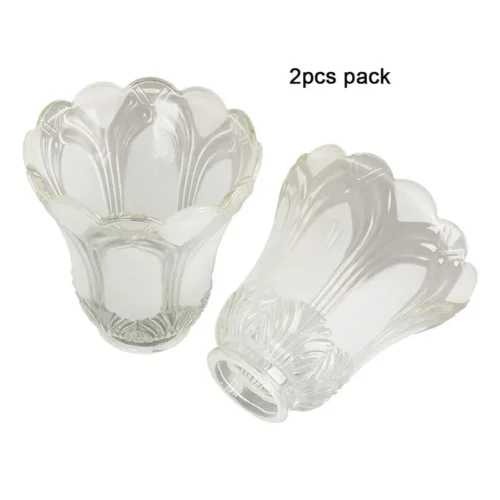 kf-S58007e8854244a33a2c6b90f7c5c7006j-Bell-Shaped-Clear-Frosted-Flower-Glass-Shade-Light-Fixture-Substitui-o-Tampa-para-ventilador-de-teto Vidro Transparente Em Forma Sino Substituição 2Pcs